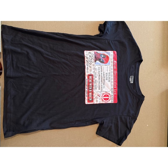 Marvel Other - Marvel Deadpool Wade Wilson Mutant ID Card Graphic T-Shirt Mens Large Black